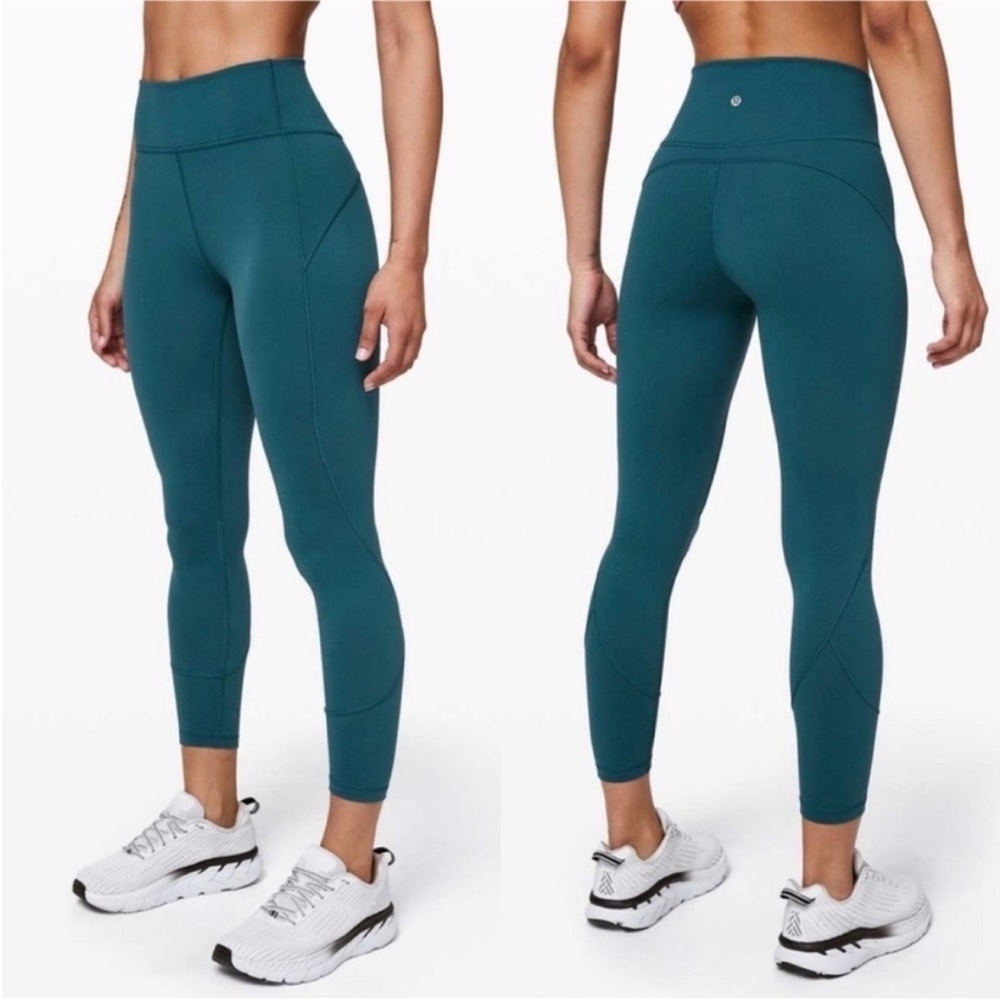 Lululemon In Movement Tight 25" Bermuda Teal High-Waisted Leggings - Picture 1 of 15